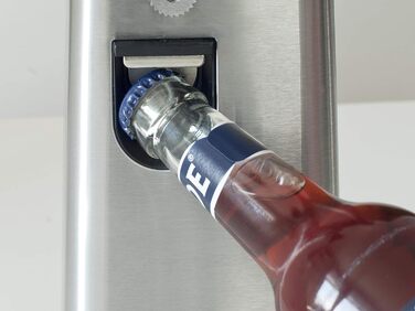 Мультивідкривач CASO D10 з високоякісним корпусом з нержавіючої сталі, універсальне використання в якості відкривачки для пляшок, точилки для ножів, консервного ножа, в т.ч. практичного втягування кабелю, магнітного тримача кришки, потужного двигуна