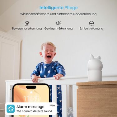 Радіоняня ieGeek із камерою та додатком, інтелектуальне нічне бачення, 1080P/4,3 дюйма Wi-Fi Video Radio Baby Monitor PTZ 355, авт