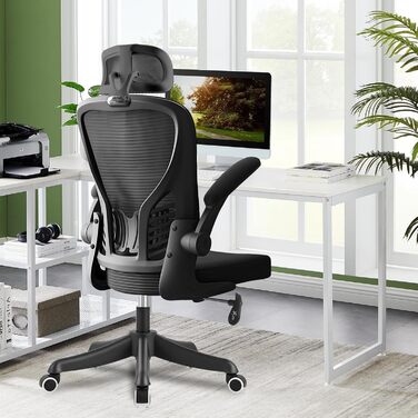 Ергономічне офісне крісло з регульованим підголівником та підлокітниками, поперековою опорою, дихаючою спинкою, регулюванням висоти та колесами, ігрове крісло для столу, спальні або чорного кольору