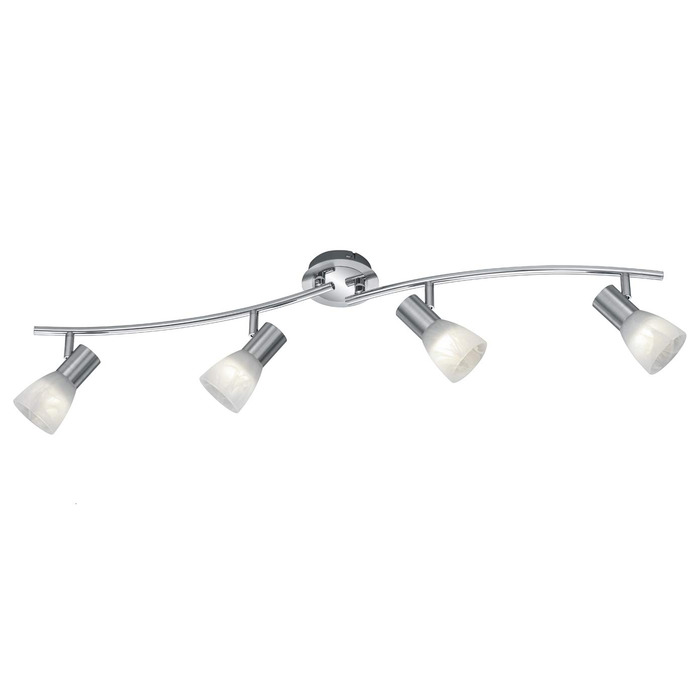 Стельовий LED-світильник Trio 'Levisto', матовий нікель, скло кольору алебастру, 4 лампи, спот-система
