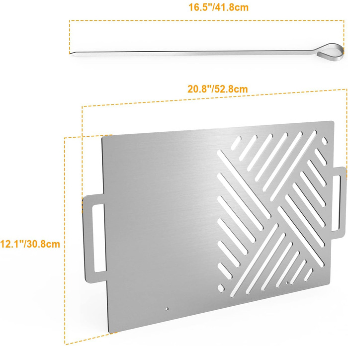 Мобільний вугільний гриль Onlyfire Mangal Шашлик-гриль з планкою та 7 шампурами, портативний вугільний гриль 2 в 1 - ідеально підходить для шашлику, кебабу та овочів, 53 x 34 x 30 см