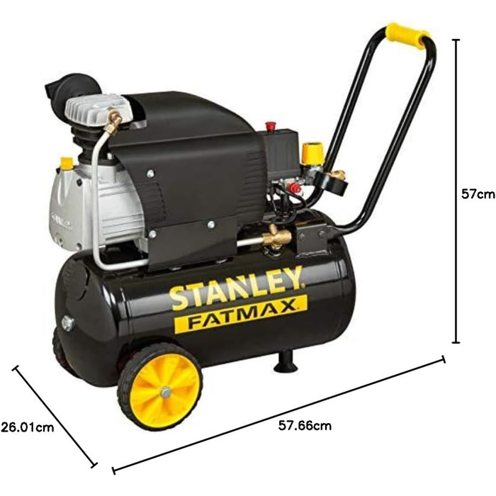 Компресор Stanley 251/10/24S FMXCM0062E - Повітряний компресор 10 бар - 24 л - 240 л/хв - Вбудована нековзна ручка - Чорний