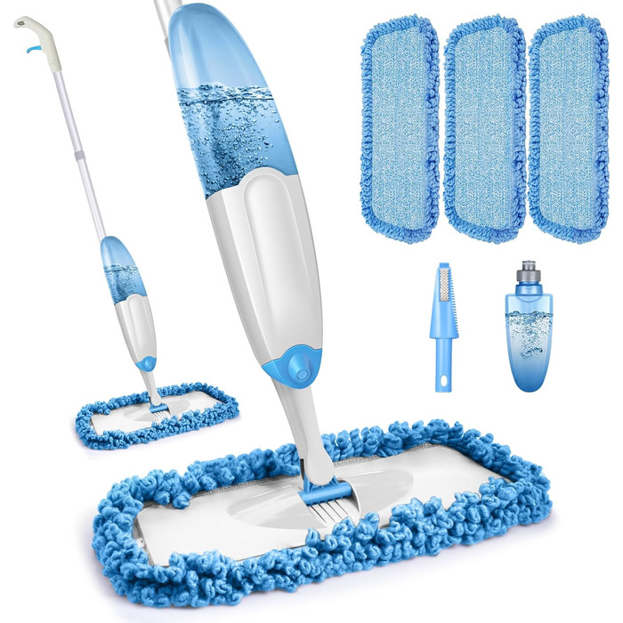Швабра для підлоги з функцією розпилення, швабра TINA&TONY з функцією розпилення з резервуаром для води 435 мл, швабра для підлоги