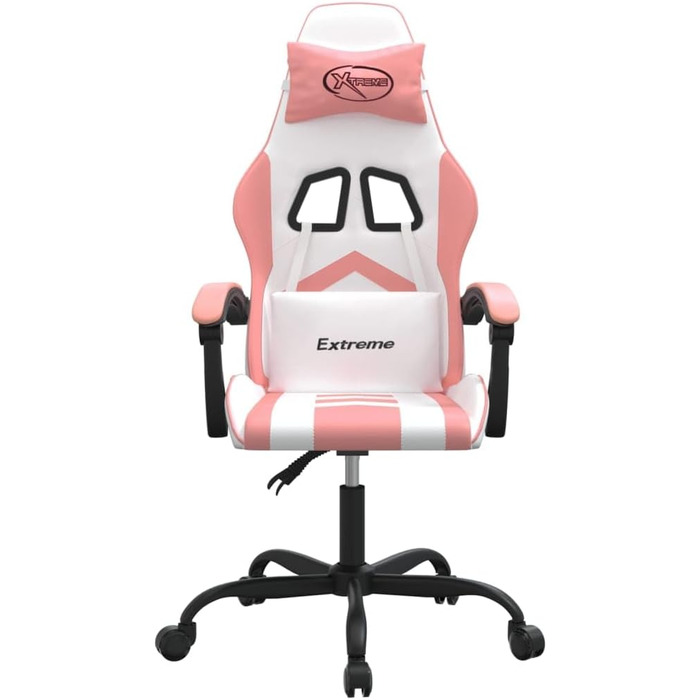 Геймерське крісло, офісне крісло, білий та рожевий, штучна шкіра