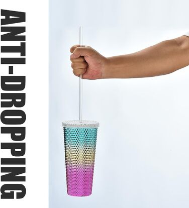 Дюймові багаторазові пластикові соломинки, кольорові соломинки для банки та кухля 40/30/24 унцій, зі щітками для чищення 10 шт. (1