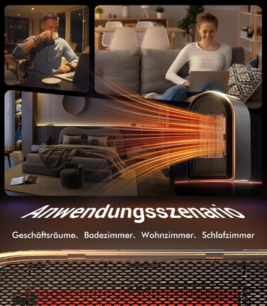 Новий оновлений міні-обігрівач для ванної кімнати 1 за продуктивністю обігріву - сертифікований Енергозберігаючий керамічний обігрівач Повністю захищений 4 системами безпеки Електричний обігрівач для спальні, офісу, кемпінгу (чорний)