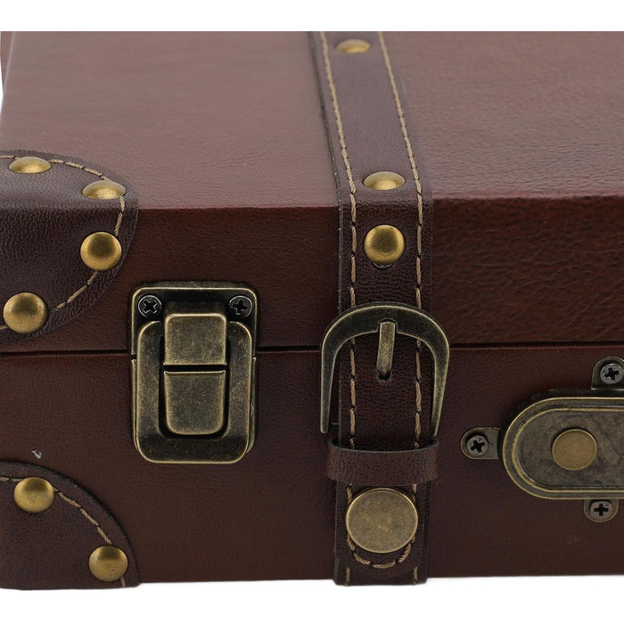 Ретро антикварна дерев&39яна валіза, декоративний футляр для багажу, міцна коробка для зберігання святкового реквізиту та фотореквізиту, матеріал коричневий, 34 x 20 x 8 см