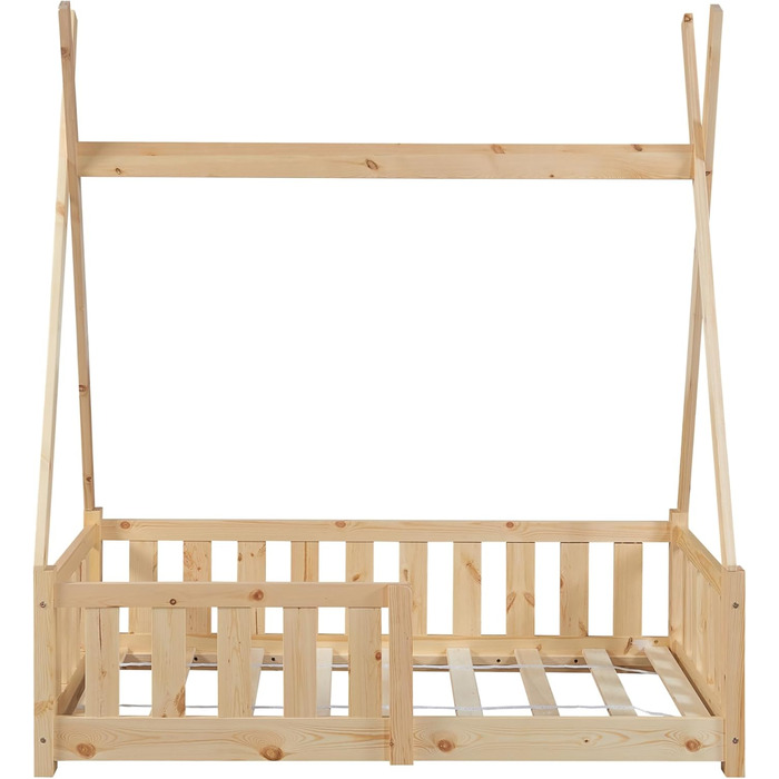 Дитяче ліжко Helsingborg 70 x 140 см із захистом від падіння, рейкова основа, намет-вігвам, дитяче ліжко, каркас ліжка, соснове дерево, дерев&39яне ліжко для дітей, кольори дерева
