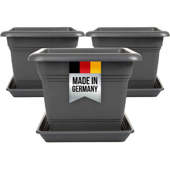 Набір з 3 горщиків для рослин великий відкритий, квітковий горщик великий 40x40 см, горщик для рослин квітковий горщик з блюдцем,