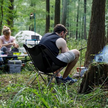 Крісло Naturehike, кемпінгове крісло, надлегке складне крісло, невелика вага 150 кг, для риболовлі, пікніка, походів на свіжому повітрі (чорне)