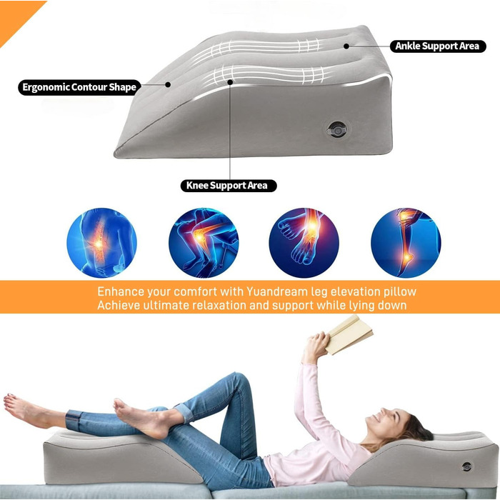 Надувні клиноподібні подушки, подушки для підняття ніг, підставки для ніг - клиноподібні опорні подушки для ніг, що покращують комфорт та сон