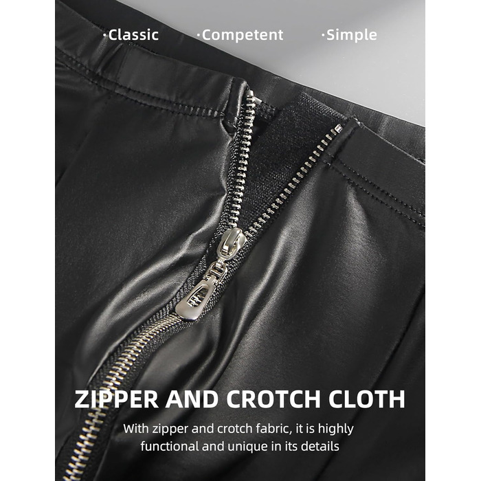 Чоловічі PU-шкіряні боксерки ohyeahlady, еротична білизна, з виступною U-подібною кишенею та блискавкою, чорний, L