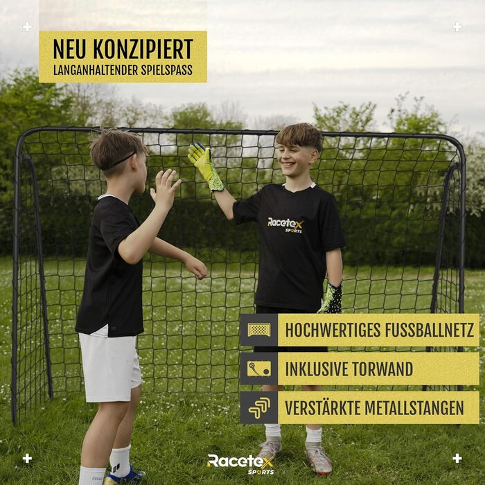 Дитячі футбольні ворота, включаючи стінку для воріт з антикорозійним покриттям - Футбольні ворота для дітей та дорослих у саду - Футбольні ворота з ґрунтовими анкерами для оптимальної стійкості - Футбольні ворота Galaxy