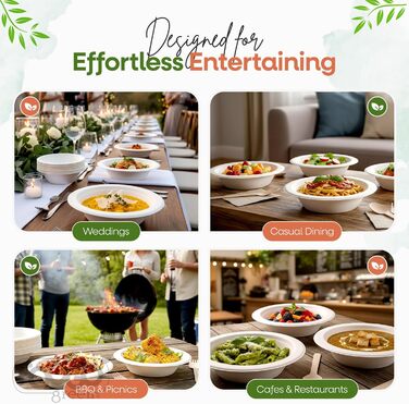 Миски FOOGO Green Palm Leaf 2000 мл, Ø 30 см, 10 шт. Міцні одноразові миски з пальмового листя Компостований та біорозкладний посуд Одноразовий посуд для вечірок та пікніків 10 2000 мл Великий (30 см)