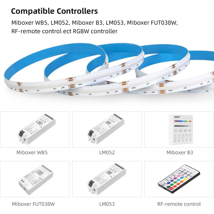 Гнучка світлодіодна стрічка високої щільності 5M 896LED/M 4480LED 16W/M DC24V IP30 Неводонепроникний багатобарвний для прикраси будинку своїми руками (без вмісту блоку живлення та контролера) FcobRGBWW 5M 896 світлодіодів/м, 2700K)