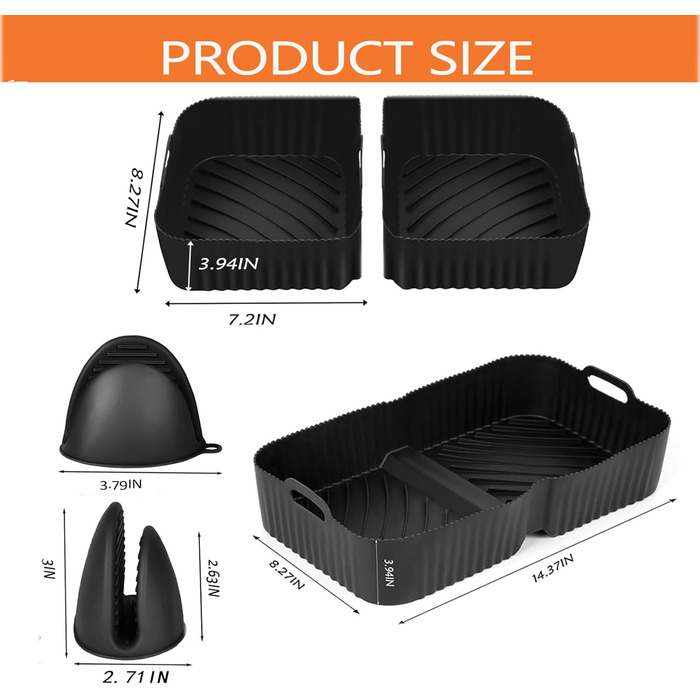 Аксесуари для фритюрниці Ninja Foodi Flexdrawer 10,4 л AF500EU,3 шт. Багаторазова мультипіч з силіконовою формою Аксесуари для Ninja AF500EU AF500EUCP(2 набори 18 * 20 * 10 см 36 * 20 * 10 см) 2 шт. 18 * 20 * 10 см 36 * 20 * 10 см Набори