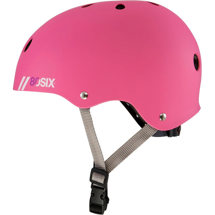 Дитячий шолом для скейтбордингу 80SIX, регульований велосипедний шолом для підлітків та дорослих, сертифікований CE EN1078, для скейтборда, велосипеда, самоката, електросамоката, 49-61 см матово-рожевий M/L (55-58 см)