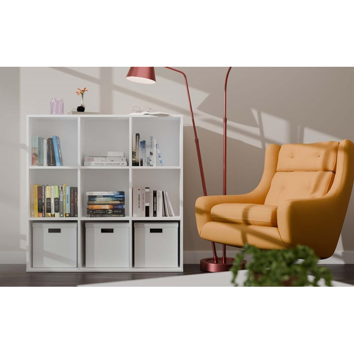 Кубічна полиця CDF 3x3 із задньою панеллю Відкрита окремостояча полиця для вітальні, спальні, коридору Квадратна полиця для зберігання книг та документів Malax White 3x3