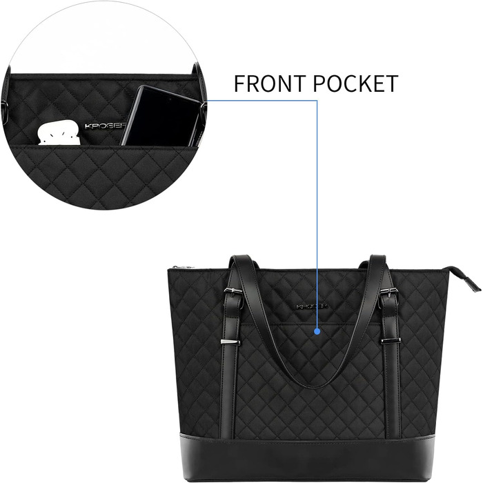 Сумка для ноутбука жіноча чорна елегантна сумка для ноутбука 15.6 дюймів велика легка сумка для бізнесу/школи/подорожей - MEHRWEG