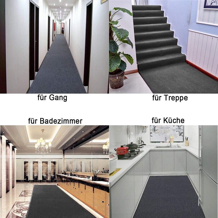 Килимова доріжка uyoyous 90x300 см, килимок для передпокою, брудозбірник з нековзною підкладкою, килимова доріжка для кімнат, коридорів, вхідних зон - (сірий, прямокутний) сірий та чорний