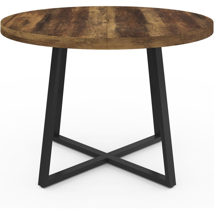 Круглий обідній стіл Selma для 4 осіб, темне дерево Hawkins та чорний, 110 см