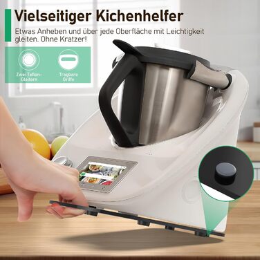 Ковзаюча дошка Xtsuen для Thermomix TM6/TM5, аксесуари для акрилової ковзаючої дошки, високоякісні тефлонові глайди, переміщення без зусиль, ковзаюча дошка Thermomix з ручкою (чорна)