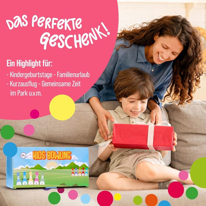 Дитячий боулінг з рожевою папайєю XL - набір з 12 предметів, іграшка для гри в боулінг на вулиці та в приміщенні, виготовлена з деревини, сертифікованої FSC, навчає та сприяє розвитку вашої дитини Classic XL