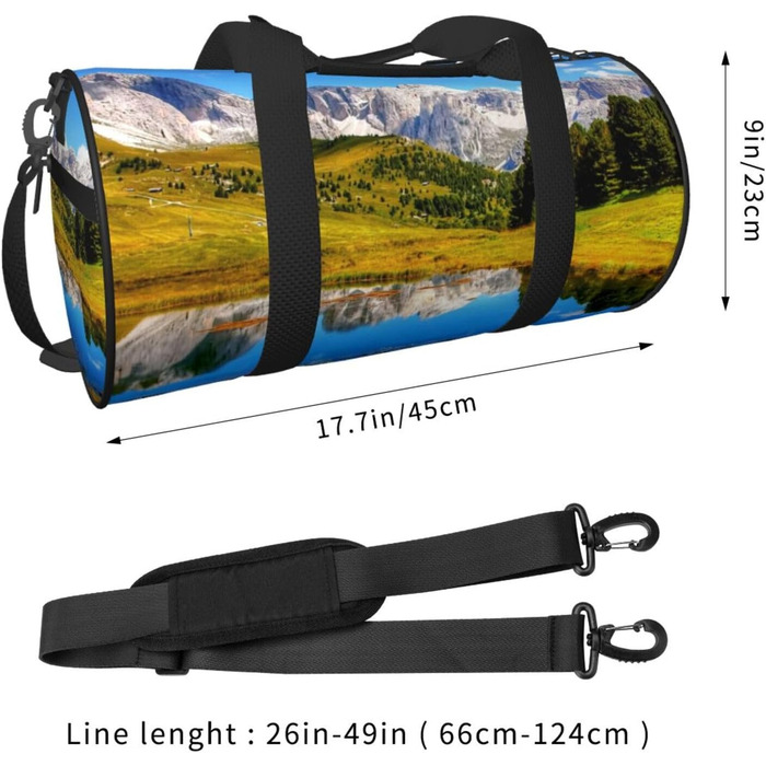 Спортивна сумка, дорожня сумка, стильний малюнок з пейзажем, сумка для подорожей на вихідні, чорна, універсальний розмір