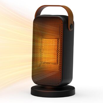 Енергозберігаючий, компактний електричний обігрівач, 1200 Вт з термостатом, керамічний нагрівальний елемент PTC, тиха робота, 3 режими, захист від перегріву та перекидання, електричний обігрівач для спальні, дому, офісу (чорний)