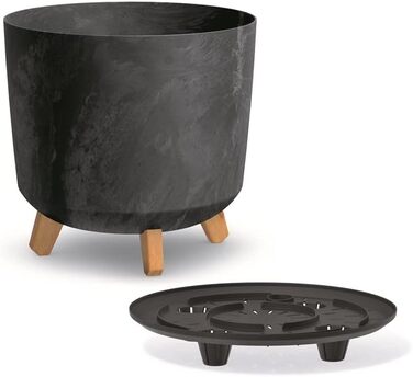 Квітковий горщик Квітковий горщик на ніжках Кашпо Gracia Slim круглий кашпо бетонного вигляду (висота 28,5 см, антрацитовий бетон)