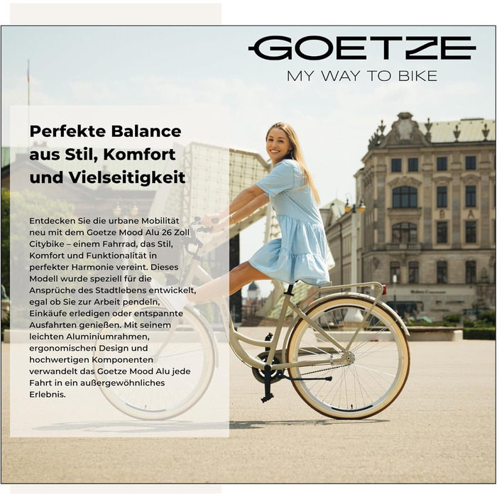 Дитячий велосипед Goetze Mood 26 дюймів, 17-дюймова алюмінієва рама з кріпленням, 6-швидкісний перемикач швидкостей, подвійні V-подібні гальма, світлодіодне освітлення, кошик з ротанга, комфортне сідло, з бічною підставкою та дзвінком, світло-блакитний