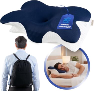 Подушка для шиї Home Vibez з піни з ефектом пам&39яті, полегшує біль у шиї та плечах, ергономічний дизайн, ортопедична подушка для шиї з охолоджувальним чохлом для всіх положень сну, включаючи дорожню сумку