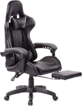 Ігрове крісло VDD Cyclone з підставкою для ніг - Офісне крісло - Гоночне ігрове крісло - Сірий/чорний