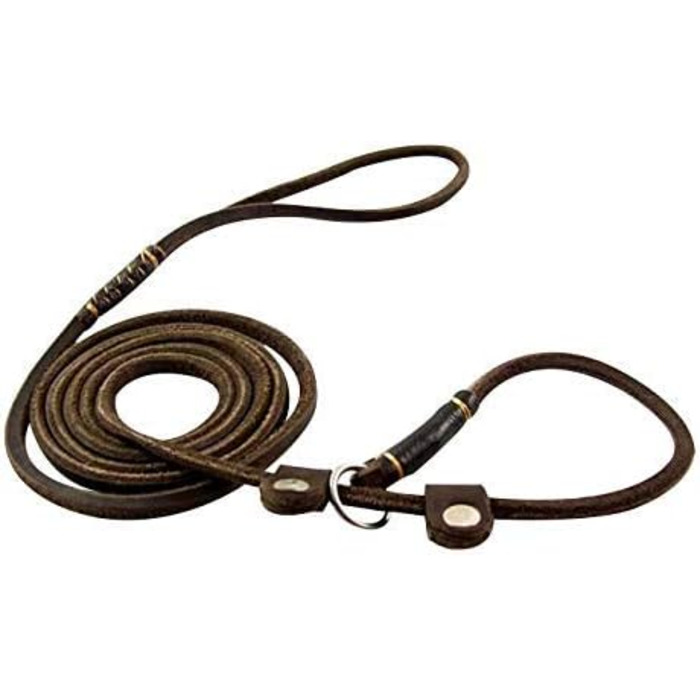 Шкіряний повідок для маленьких та середніх собак, цуценят, легкий, тонкий, але міцний, регульований, м'який та елегантний, довжина 160 см, ширина 0,6 см (коричневий)