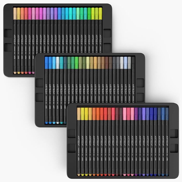 Набір ARTEZA Inkonic Fineliner Set, 72 тонких фломастера з наконечником 0,4 мм, кольоровий bullet journal fineliner, трикутний, з ергономічним стволом і кольоровими номерами для розфарбовування, малювання і деталізації ука (упаковка 72 шт. и)