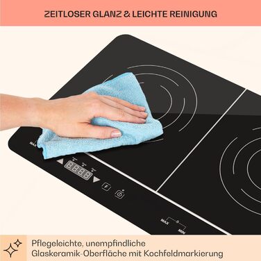 Електрична індукційна варильна поверхня Klarstein, Індукційна плита з 2 мобільними пластинами, Індукційна плита 3500 Вт для кемпінгу та дому, 2 індукційні плити портативні, Сучасна подвійна індукційна плита Чорний