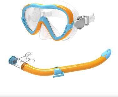 Дитячий набір для підводного плавання, силіконова маска для дайвінгу із захистом від протікання та запотівання, суха трубка, силіконовий матеріал, набір для підводного плавання для хлопчиків та дівчаток, &quotЗнайди свого Немо&quot - синій/помаранчевий