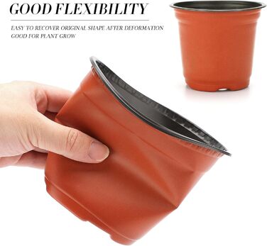 Горщики для розсади KINGLAKE 15 см, Горщики для розсади, 100 шт. , Маленькі пластикові горщики для розсади, Горщики для розсади рослин, Пластикові квіткові горщики, Горщики для пересадки, Цегляно-червоні 15 см