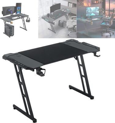 Ігровий стіл Storeo Imp, 140 x 60 см, МДФ / сталь / вуглецеве волокно, чорний