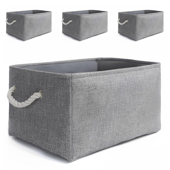 Тканиновий кошик для зберігання Mangata для шафи, різні розміри та кольори, полиці-кошики, коробка для зберігання, 4 шт. (сірий, великий) сірий L-4 шт.
