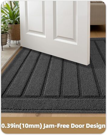 Килимок COLOR&GEOMETRY Dirt Trapper для приміщень 92x152 см Килимок для входу, можна прати в пральній машині, нековзний та абсорбуючий килимок для прихожої, килимок для вхідної зони, коридору та вхідних дверей, сірий, 92 x 152 см (прямокутний)