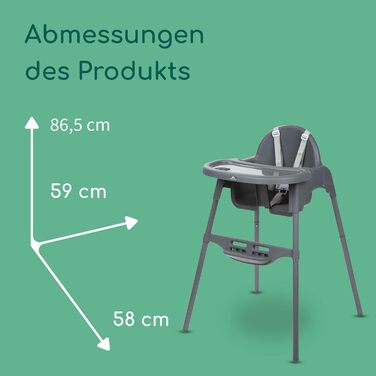 Регульований стільчик для годування 2-в-1, перетворюється на дитяче крісло, 6 місяців - 3 роки (макс. 15 кг), легкий (3,3 кг), дит