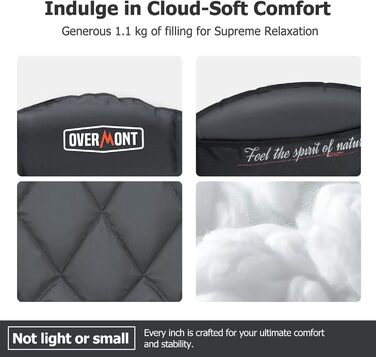 Крісло для кемпінгу OVERMONT з підігрівом XL для дорослих складне крісло, ідеальне для зимових поїздок на природу, кемпінгу, риболовлі, чорного/сірого кольору