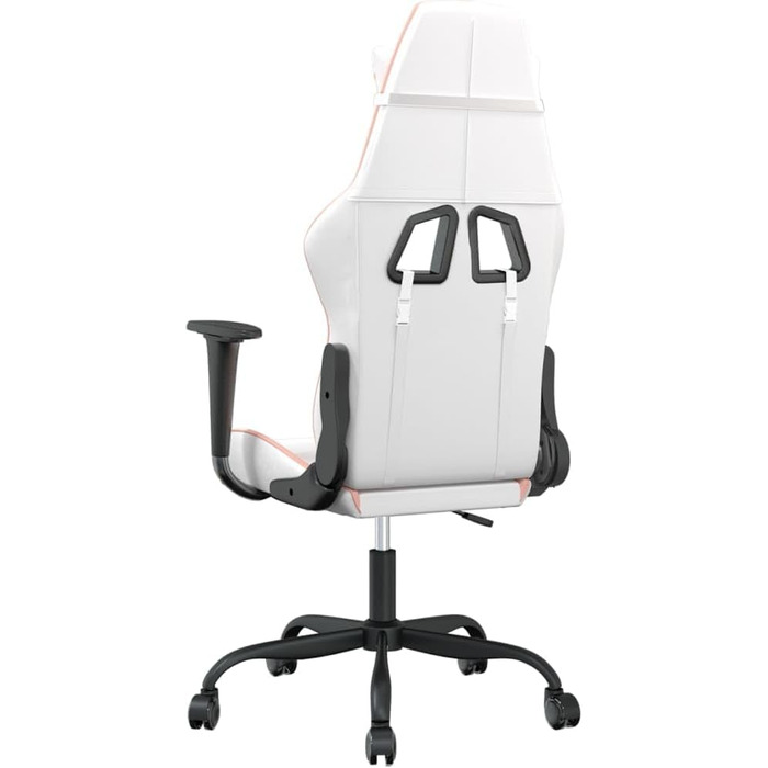 Геймерське крісло, біла та рожева штучна шкіра, матеріал метал