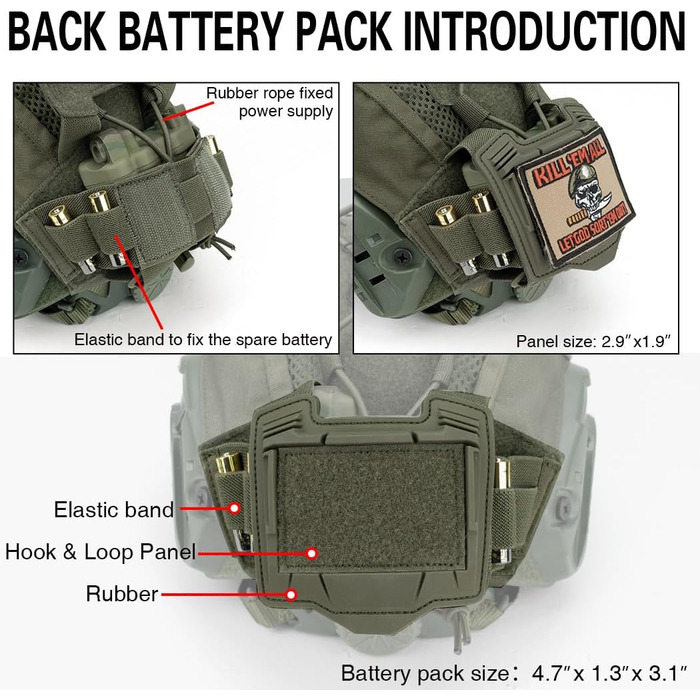 Сумка для тактичного шолома IDOGEAR House з кишенею для батареї, противага для шолома NVG, розмір Fast, M/L/XL, аксесуар для шолома, M, зелений Ranger