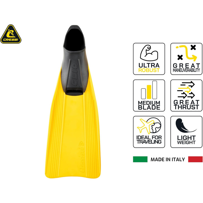 Ласти для дайвінгу Cressi Clio легкі ласти для плавання для дітей та дорослих з еластичного матеріалу, ергономічного дизайну та ефективної тяги для водних видів спорту 27/29 жовтого кольору