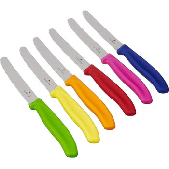 Ніж столовий - Ніж кухонний - Ніж для рулету Швейцарський класичний із зазубреним краєм - Швейцарського виробництва - Мультиколор