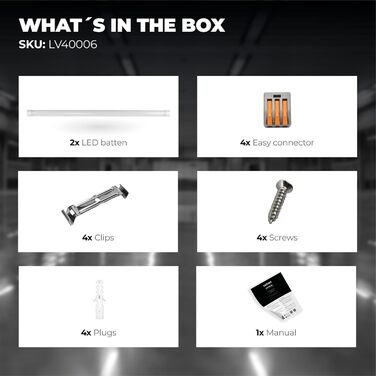 Рейка Ledvion 2 шт. 150 см Інтегрована трубчаста лампа Світлова панель 50 Вт 6000 люмен 6500K Стельовий світильник для внутрішнього використання холодний білий супер яскравий