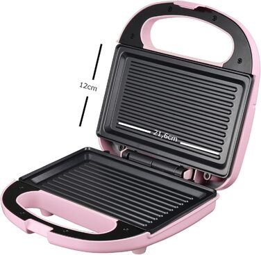 Бутербродниця 2 скибочки, серія Sweet Pink Пластини для гриля з антипригарним покриттям Дисплеї з підсвічуванням Бутербродниця з антипригарним покриттям Рожевий тостер Тостер гриль 750 Вт Вафельниця