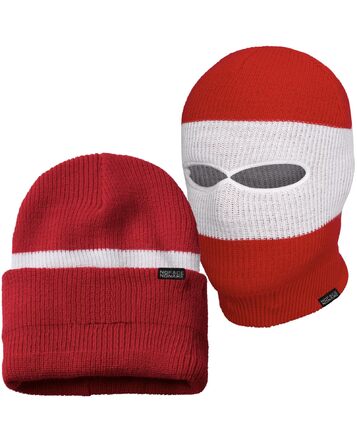 Шапка та балаклава PG Wear Troublemaker 2-в-1, червоно-білі смужки, один розмір